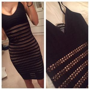 Black & Nude Bodycon Bebe Dress