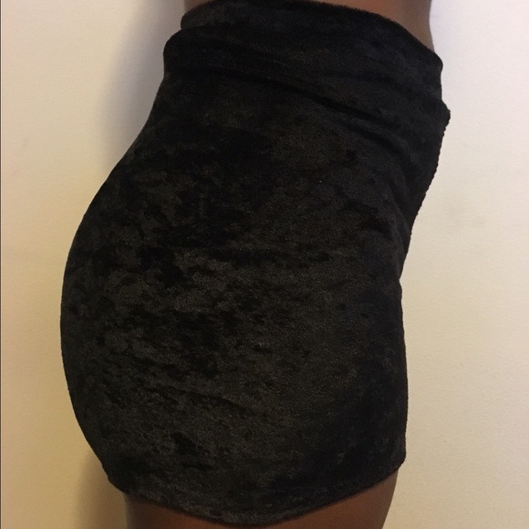 Black velvet shorts