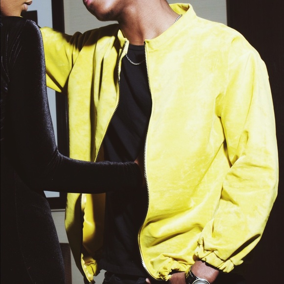 Yellow velvet bomber Jacket
