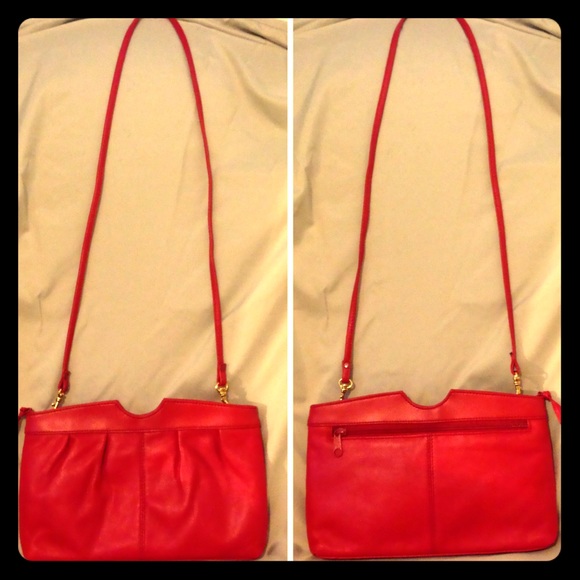 Vintage 1980s Red Leather Purse/Cross-Body