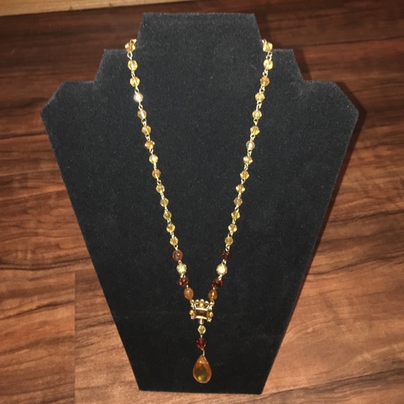 Topaz and gold colored costume necklace