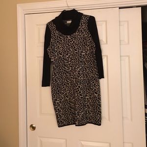 A long sleeve printed sweater dress
