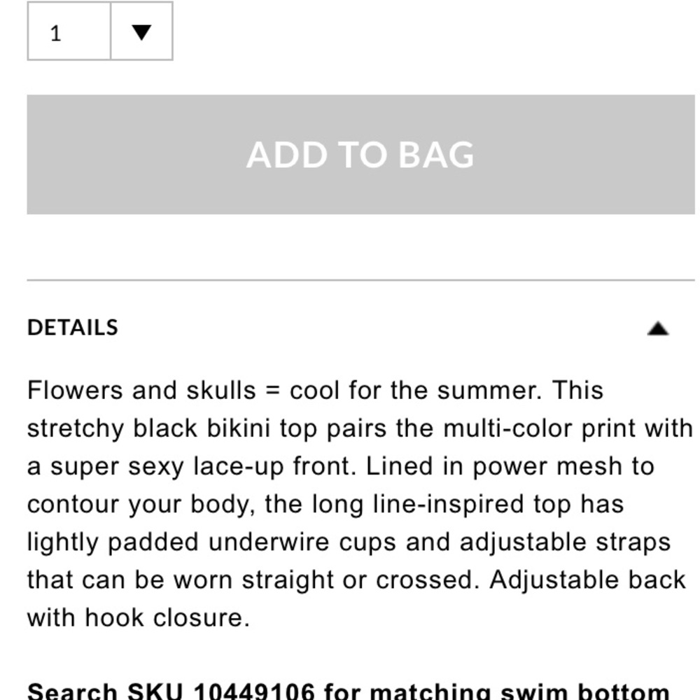 ♥️ Torrid brand floral skull lace up bikini top - Picture 3 of 4