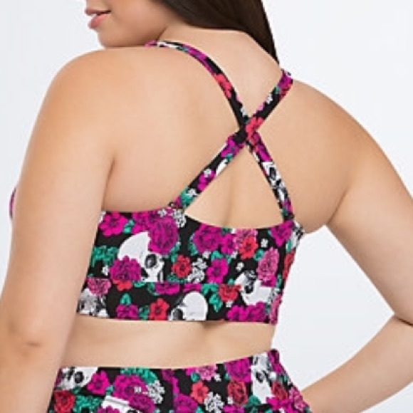 ♥️ Torrid brand floral skull lace up bikini top - Picture 2 of 4