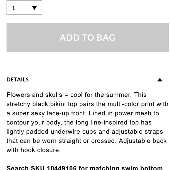 ♥️ Torrid brand floral skull lace up bikini top - Picture 3 of 4