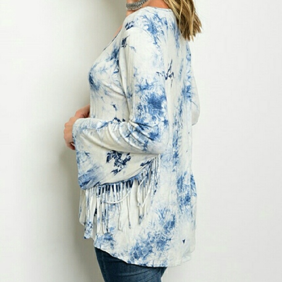 Fringed details tie dye top! NWOT - Picture 2 of 2