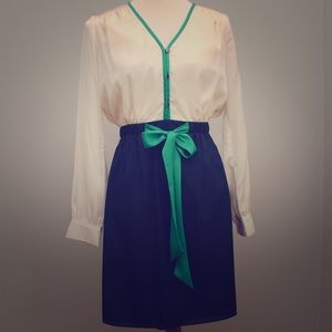 Shoshanna Ivory / Navy dress