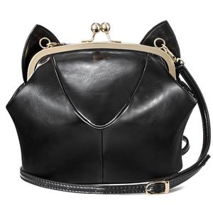 Black Faux Leather Kitty Purse 😸