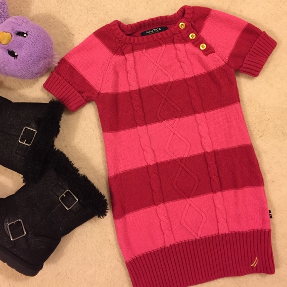 GIRLS | nautica red & pink sweater dress