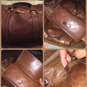 Women's cognac Gucci Signature top handle  bag