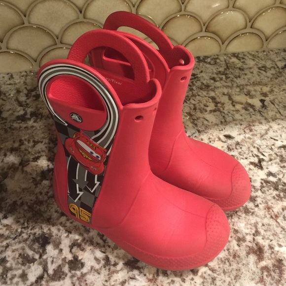 CROCS Disney Cars Rain Boots Size 2