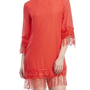 Classy and lined dress with lace fringe