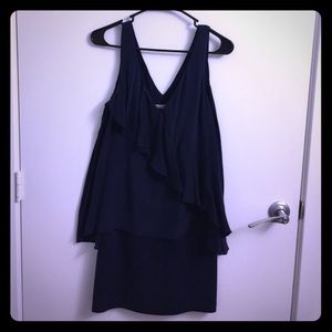 Super fun sleeveless blue dress with ruffles
