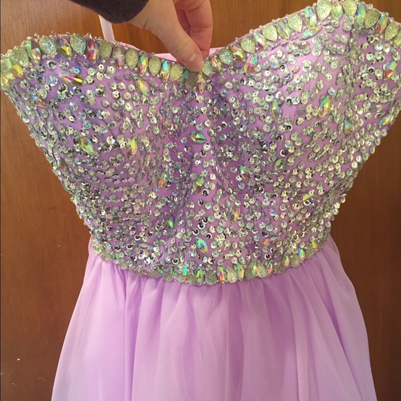 Lavender Strapless Cocktail Dress