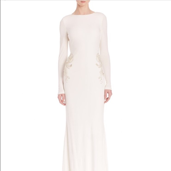 Gorgeous Badgley Mischka white long sleeve gown 4