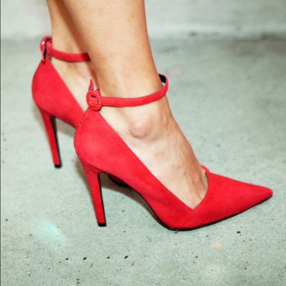 Alice + Olivia Red Suede Pump