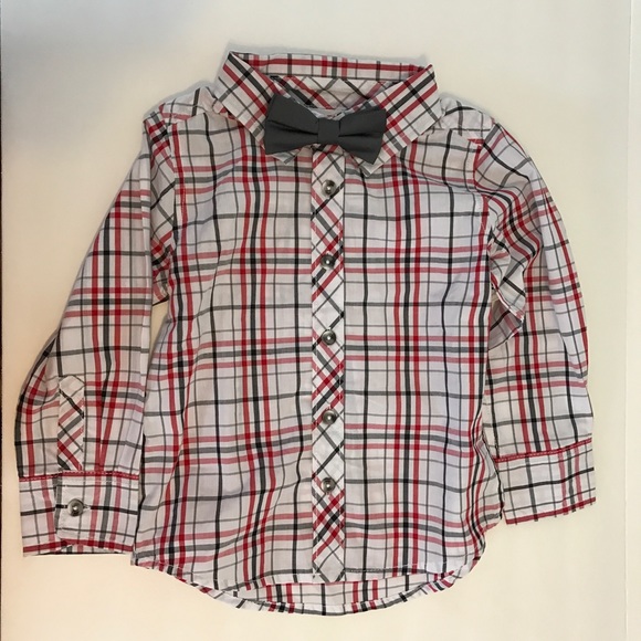 🦩Old Navy / Plaid Button Down with Bow Tie