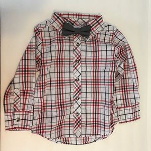 🦩Old Navy / Plaid Button Down with Bow Tie