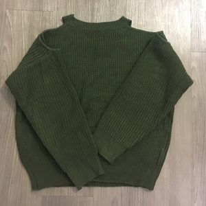 Green "shoulderless" sweater