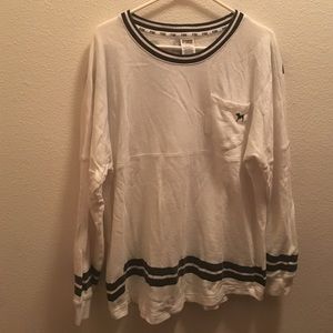 PINK Victoria Secret white black crewneck