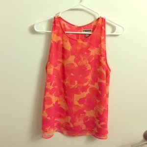 Floral pink and peach blouse