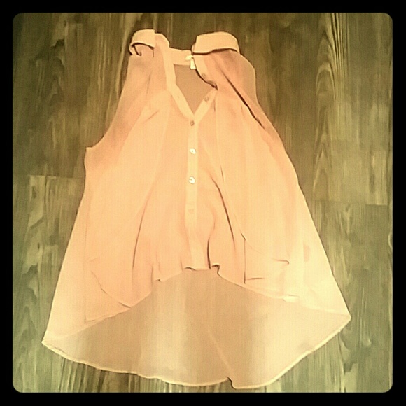 Pink sleeveless button down blouse - Picture 1 of 2