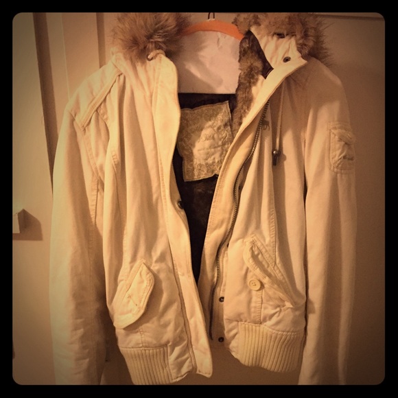 Fur lined bomber jacket