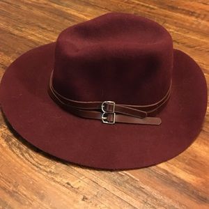 Anthropologie burgundy brimmed hat