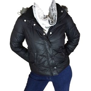 GAP Hooded Puff Jacket Black XS