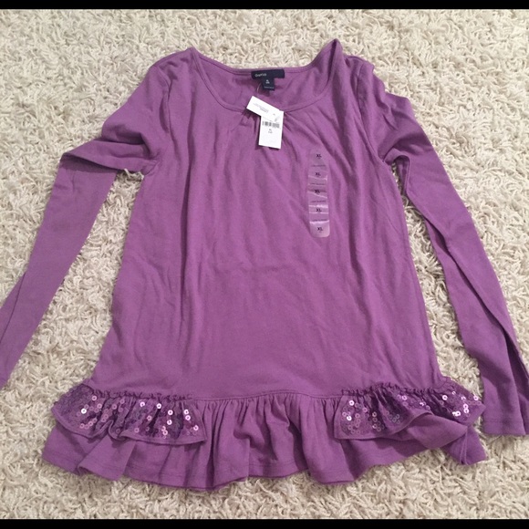GAP NWT  kids top girls sz 12 XL purple. Sequin flare. - Picture 3 of 3