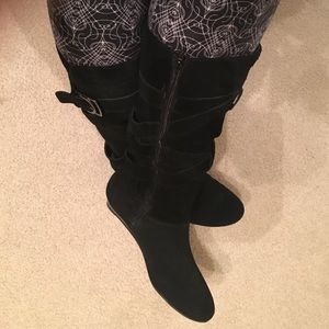 Black suede boots