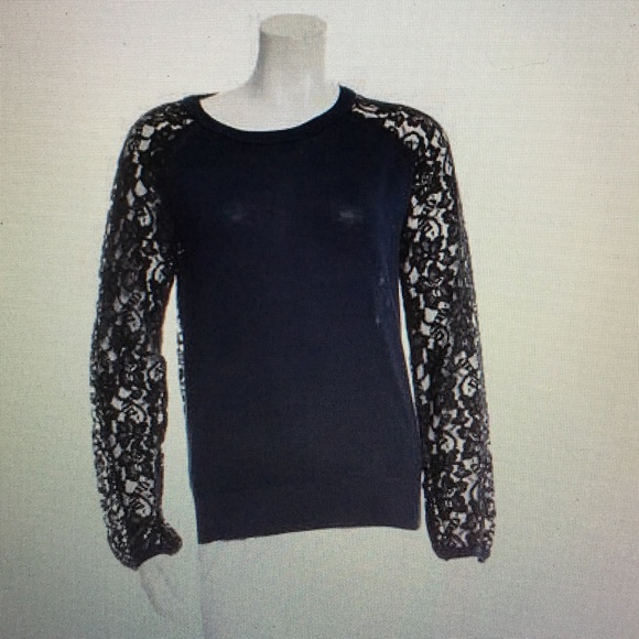 Diane Von Furstenberg black lace knit top