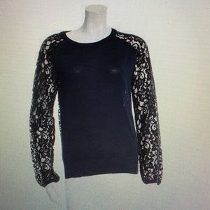 Diane Von Furstenberg black lace knit top