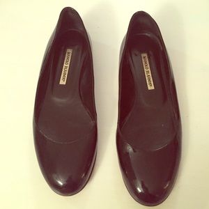 Manolo Blahnik black patent leather ballet flat