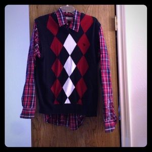 Men's dress shirt and sweater vest combo