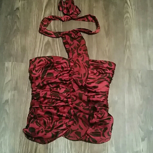Red and black party halter top - Picture 1 of 2