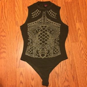 BLUSH Sleeveless Mesh Studded Bodysuit