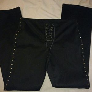 Black Ralph Lauren pants suede-like studded sz 6