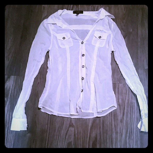Transparent white button down blouse