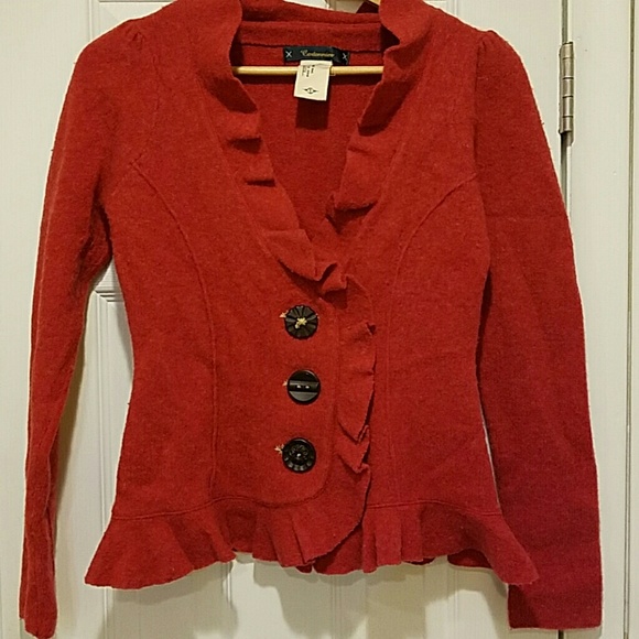 Anthropologie Red/Orange Wool Blazer, small