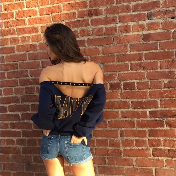 🔺SOLD🔺Oversized Navy sweatshirt w/ grommet strap