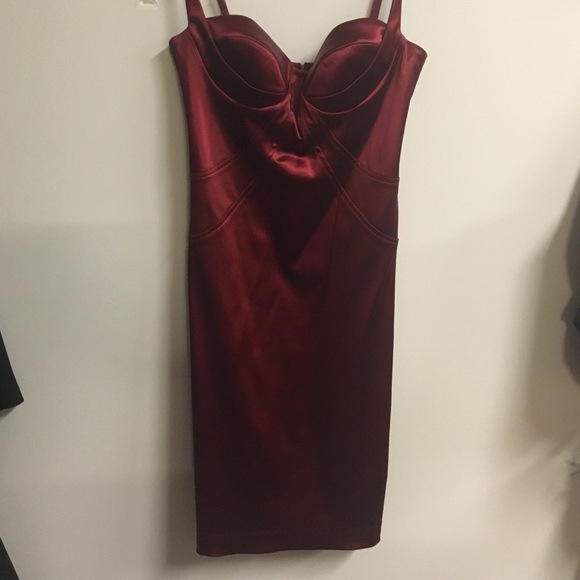 Beautiful Dina Bar-El Satin Red Cocktail Dress