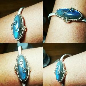 Sterling Silver Wire Wrapped Labradite bracelet