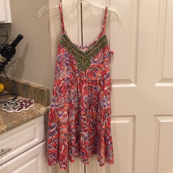Free People beaded printed sundress with pockets - Picture 1 of 3