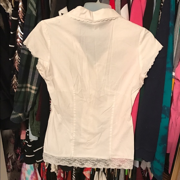 Lace Trim Collared Shirt - Picture 3 of 3