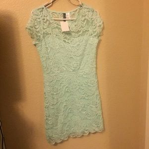 Mint green lace dress