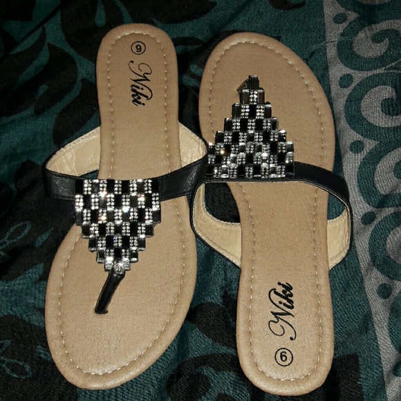 Gem and Rhinestoned Flip-Flops