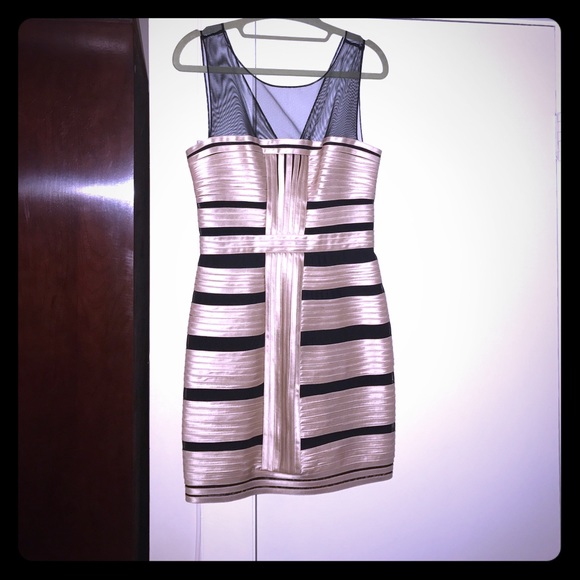 BCBG Champagne Black mesh bandage dress 4