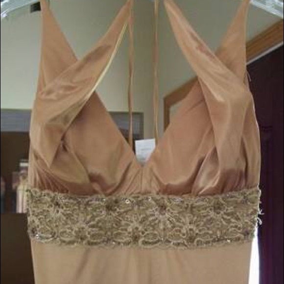Gold long prom dress