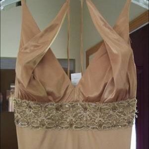 Gold long prom dress